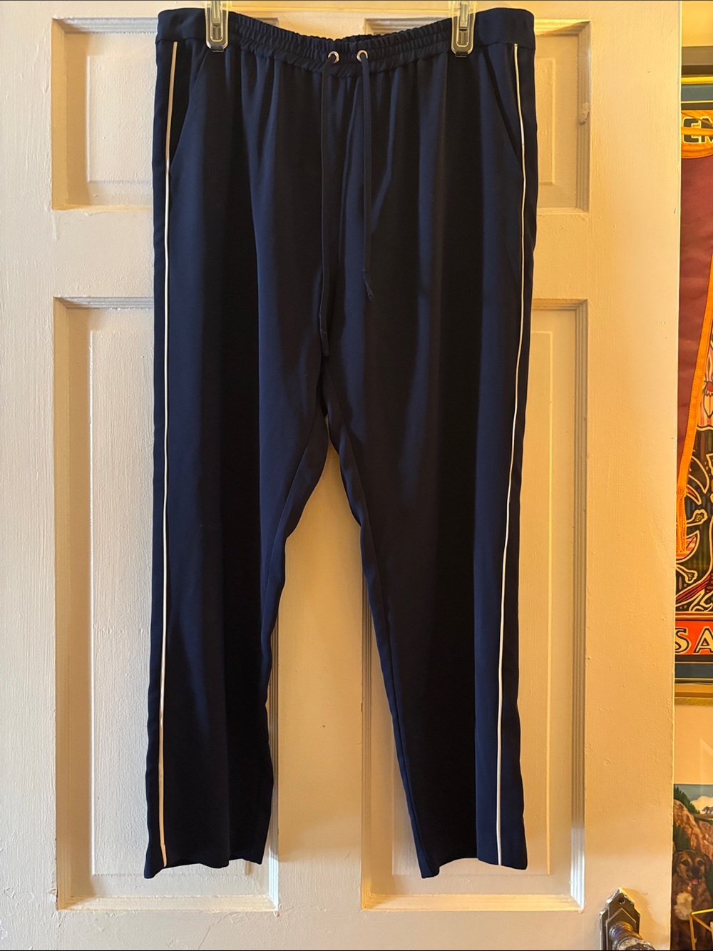 Parker NY Navy Joggers with White Side Stripes
